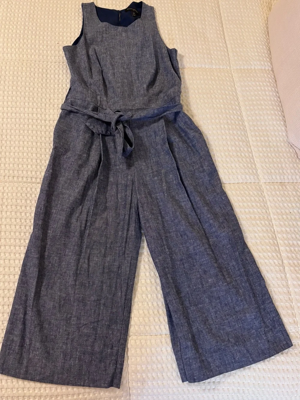 Banana Republic Sleeveless Tie-Waist Chambray Jumpsuit, Size 0P